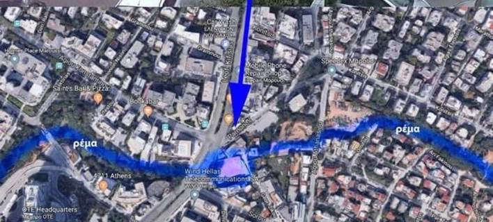 «Βούλιαξε» και ο Πατούλης στο πάρκινγκ Αμαρουσίου – Έκλεισαν το ρέμα Σαπφούς (Εικόνες)